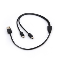 Venta al por mayor Dual Micro USB C Cable Splitter Y Cable 20cm 30cm Tipo de moldeo Carga rápida 2 1 Cable USB para impresora de 2 teléfonos