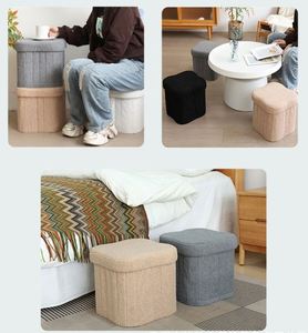 Otomana de Tela Acolchada con Espacio de Almacenamiento Oculto, Reposapiés, Asiento Acolchado para Dormitorio - Product Image 6