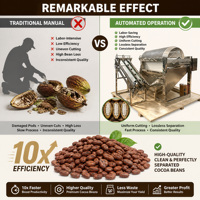 Hoogwaardige cacaoboonensplitsmachine met ≥95% bonenintegriteitspercentage, machine voor de extractie van verse cacaobonen