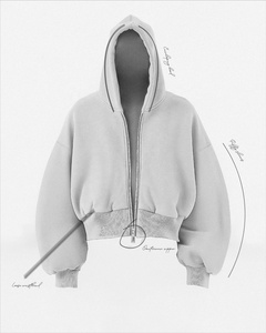 Sudadera con capucha Yingling personalizada de 600g con cremallera, corte cropped, peso pesado, estampado puff, algodón orgánico, corte cuadrado, cremallera con pedrería para hombre - Product Image 1