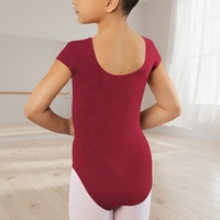 Maillot de Ballet MiDee de Algodón Suave para Niñas, con Cuello Redondo, Mangas Cortas y Espalda Descubierta en U para Entrenamiento de Danza