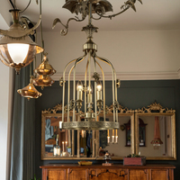 Lustres VH personnalisés en usine de style campagnard américain tout en cuivre Lampes suspendues rétro en cage à oiseaux Hauteur réglable pour la salle à manger