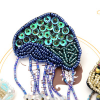 Patch cloué à la main en tissu de méduse à franges en perles de strass et de perles Accessoires de vêtements Sac Diy Hand Sewing