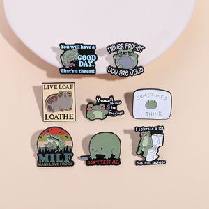 Serie de citas de rana bonita de dibujos animados, pines esmaltados, <span class=keywords><strong>no</strong></span> me pruebes, Rana con cuchillo, broches, insignia de solapa, joyería de animales, regalos para amigos - Product Image 3