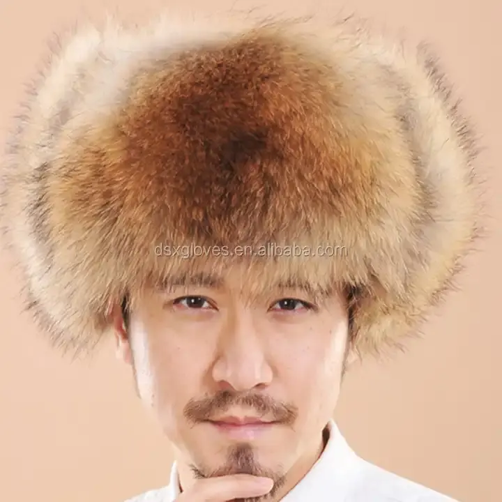 หมวกขนสัตว์แฟชั่นฤดูหนาวสำหรับผู้ชาย, หมวกขนสัตว์จิ้งจอกและหนังแกะหมวกรัสเซีย