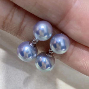 อุปกรณ์ทำเครื่องประดับมุกเงินแท้ S925 ขนาด 8-10 มม. แบบกลม พร้อมฐานเปล่าสำหรับต่างหูมุกคู่ รุ่น 21751 - Product Image 2