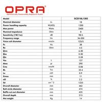 OPRA SCD18L1202 Speaker Subwoofer Neodymium 18 Inch 1200W Daya Tinggi 2400W Maksimum 36-200Hz untuk Sistem Audio Profesional