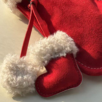 Cadeau de Noël : Mini sac créatif en forme de chaussure pour filles, pochette pour téléphone en fourrure moelleuse, style urbain simple, avec bandoulière simple