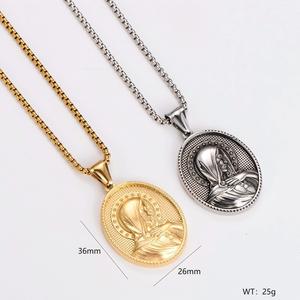 Collier pendentif ovale religieux Vierge Marie en acier inoxydable <span class=keywords><strong>plaqué</strong></span> <span class=keywords><strong>or</strong></span> 18 carats, anti-ternissement, style vintage, vente en gros - Product Image 2