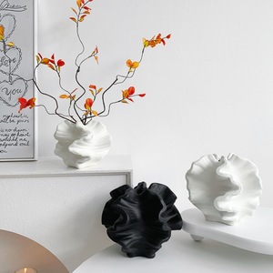 Vases en céramique Qingyu Chronicle, blanc et noir, petite et grande taille, décoration moderne pour arrangements floraux de bureau - Product Image 2