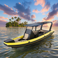 Bateaux gonflables de luxe Rhib960 à double coque Orca Hypalon/PVC RIB en aluminium rigide avec toit rigide se connecte à l'aile arrière