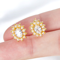 Boucles d'oreilles clous en acier inoxydable doré avec zircon, 10,6 mm, plaqué or, imitation perle poire rectangulaire, bijoux fantaisie, vente en gros
