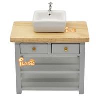 ILAND 1/12 meubles de maison de poupée, Console Miniature en bois, Table, armoire de cuisine, buffet, étagère de salle de bain pour maison de poupée