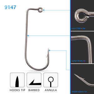 เบ็ดตกปลาเหล็กกล้าคาร์บอนสูงแบบมีเงี่ยง สำหรับตกปลาแบส ตกปลาทะเล ตกปลาในน้ำเค็ม ตกปลาหิน ตกปลาด้วยเหยื่อหนอน ขนาด 1 ถึง 10 - Product Image 4