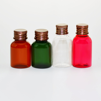 Flacon compact en PET de 25 ml avec bouchon en aluminium et bouchon intérieur en option pour sérum, shampoing et huile essentielle