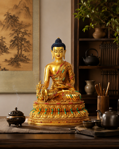 รูปปั้นพระพุทธรูปทำจากทองแดงชุบทองสั่งทำสำหรับวัดบูชา - Product Image 5