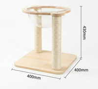 Arbre à chat en bois de pin naturel, écologique et durable, avec lit capsule transparente, structure d'escalade en bois massif et poteau en sisal pour grands chats