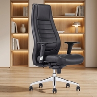 Chaise de bureau moderne en cuir avec base en métal chromé, support lombaire, pivotante, hauteur réglable, pour usage exécutif, réunions et visiteurs