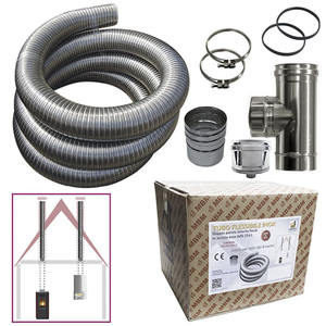 Kit de tubería de combustión de acero inoxidable 316 flexible 3m de diámetro 80mm suave CE EN 1856 compatible con 2 tubos de combustión producto accesorios de tubería - Product Image 1