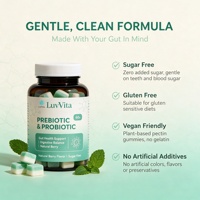Gummies prébiotiques et probiotiques à marque privée, véganes, à la pectine, pour la santé intestinale, l'équilibre digestif, le renforcement immunitaire, saveur naturelle de baies