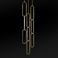 Lustre LED suspendu de style industriel moderne américain, en laiton minimaliste, pour plafond haut, escalier, villa, hall d'entrée