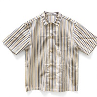 Chemise d'été pour homme à manches courtes, col rabattu, décontractée, infroissable, respirante, à rayures verticales personnalisées, boutonnée, en coton