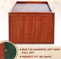 Boîte de rangement pour pièces d'échecs avec couvercle coulissant, en bois, avec doublure en flanelle, avec 2 grands compartiments de rangement, pour un jeu de pièces d'échecs