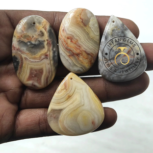Cabochons en Agate Crazy Lace Naturelle Irfan Gems |   Pierres précieuses en vrac de formes variées 15-50 mm pour la fabrication de bijoux, Rajasthan - Product Image 2