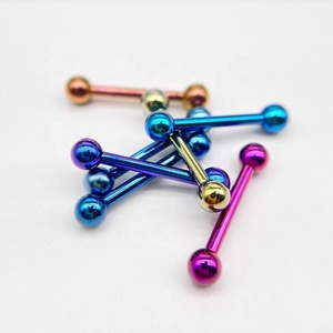 <span class=keywords><strong>Piercing</strong></span> in <span class=keywords><strong>Titanio</strong></span> G23 Personalizzato all'Ingrosso, Barretta Dritta con Filettatura Interna 14g, Anelli per Lingua Colorati alla Moda, Regalo di Nozze - Product Image 4