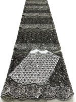 Tissu de dentelle de mariée coloré avec décoration de perles et de paillettes, motif floral, style élégant et luxueux pour mariage et fête