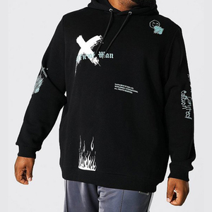 Pull à capuche surdimensionné 100% coton, avec Logo imprimé, écran personnalisé, Super doux, pour hommes - Product Image 1