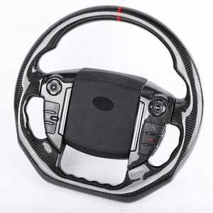 Volant sport en fibre de carbone forgée et cuir perforé pour Land <span class=keywords><strong>Rover</strong></span> Discovery 4 Lr4 Defender 2009 2010 2011 2012 2013 - Product Image 3
