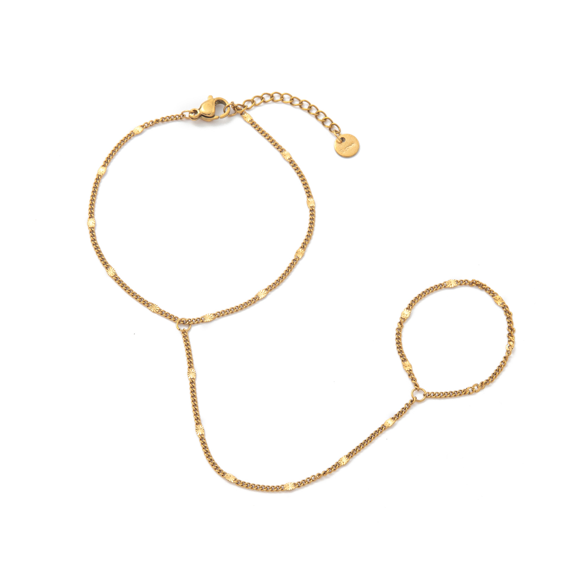 Cadena de oro con eslabones tipo "gold-finger" y cadena cubana.