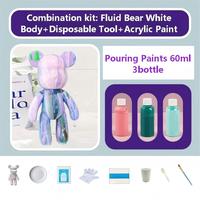 Kit de peinture populaire DIY Ours en peluche blanc 23 cm, Ours Violent Fluide sur toile, pour décoration de festival