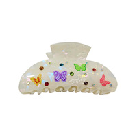Accessoires cheveux Vintage coloré incrusté de diamant printemps requin pince à cheveux nouveau papillon peint acétate avec strass