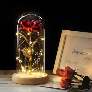 Rose éternelle artificielle haut de gamme de luxe avec lumière LED, cadeau pour la Saint-Valentin, fleur pour la fête des mères, fleur artificielle sous cloche en verre - Product Image 4