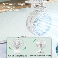 Ventilateur à pince multifonctionnel 3 vitesses avec veilleuse, moteur sans balais, pour bureau, mural, à circulation d'air, rechargeable par USB, portable et à main