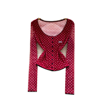 Chemisier d'été à pois pour femme, coupe ajustée, manches longues, boutonné, style peplum, idéal pour le bureau