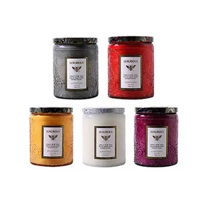 Wholesale Custom Colored Glass Smokeless Soy Wax Aromatherapy Candles Wedding Accompaniment Scented Candles