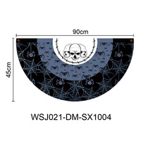 Spanduk Setengah Lingkaran Halloween 90X45Cm Bendera Gantung Poliester Hantu Labu Buatan Khusus untuk Dekorasi Pesta Dinding Pintu