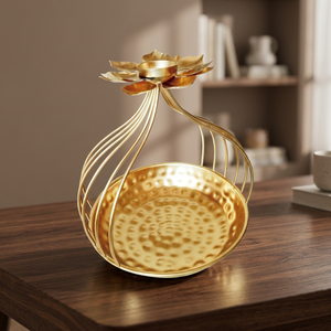 Diseño de flor de loto Soporte de velas de moda Venta caliente Metal de lujo en hierro Chapado en oro Vela Luz de té Portavelas - Product Image 5