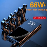 Logo personnalisé Portable 66W PD Chargeur rapide 20000mAh 10000mAh Double sortie USB Type C Powerbank Affichage numérique Power Bank universel