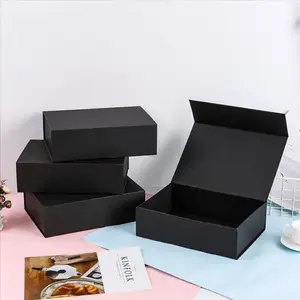 Personalised luxury wholesale christmas pink square magnetic gift present collapsible rigid box with ribbon