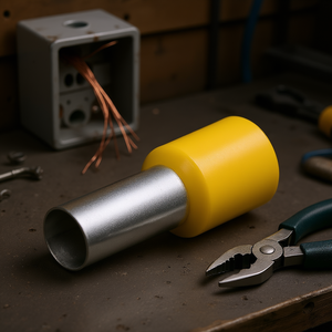 Terminales de enchufe preaislados, 50 unidades cada uno, barril metálico amarillo para conexiones de cableado eléctrico - Product Image 3