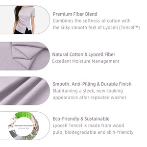 Tela de Punto Ecológica de Mezcla de Algodón y <span class=keywords><strong>Lyocell</strong></span>, Transpirable, Ligera, Fresca, con Absorción de Humedad, para Niños y Niñas, Estilo Casual - Product Image 3