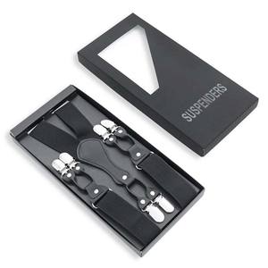 Listo para enviar Negro Color sólido Hombres 6 correas de clip 3,5 cm <span class=keywords><strong>Traje</strong></span> Pantalones <span class=keywords><strong>Tirantes</strong></span> Correa DE <span class=keywords><strong>BODA</strong></span> Hebilla de clip de goma - Product Image 1