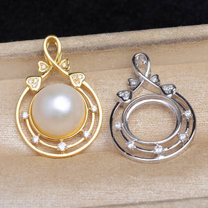 WENCHI S925 <b>Silver</b> Pearl Pendant Holder 13.7-13.9mm <b>Heart</b> Design Jewelry Finding for <b>Necklace</b> Making - Product Image 5