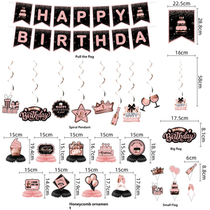 Ensemble de fournitures pour fête d'<span class=keywords><strong>anniversaire</strong></span> tendance noir et rose, décorations de ballons or rose pour les événements de filles et d'adultes - Product Image 3