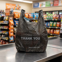 Sacs de courses promotionnels en plastique avec poignées gilet, logo personnalisé pour l'emballage des supermarchés et des épiceries