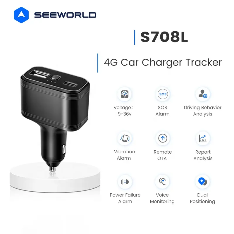 SEE WORLD S708L 4G Auto Schnell ladegerät Tracking-Gerät Zigaretten anzünder GPS Tracker Mit USB & Typ C.